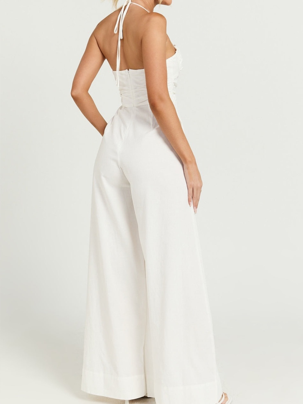 REVOLVE White Strapless Wide-Leg Jumpsuit with Halter Detail - Picture 6 of 10